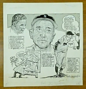 Casey Stengel Original Published Baseball Drawing by Eddie Germano 14.75x15.5 - Picture 1 of 3