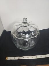Clear Glass Vintage Pumpkin Candy Jar Centerpiece Cookie Jar With Lid