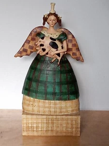 Vintage David Harden Folk Art Angel Holding Pig - Picture 1 of 9
