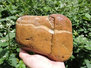 BIG YELLOW & ORANGE JASPER w/ Quartz Band "River". Cobble Nodule (5 Pounds +) - Picture 1 of 17