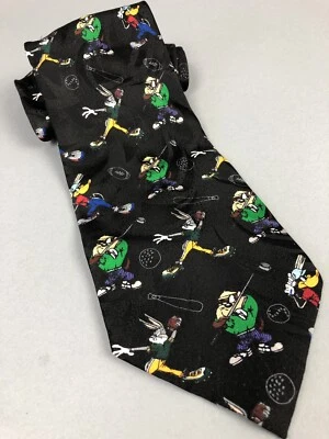 Винтажные шелковые галстуки Looney Tunes жуки Daffy Taz спортивные 61 дюйм футбол гольф - Изображение 1 из 4