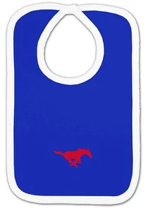 SMU Mustangs Team Bib Newborn Baby 100% Cotton Zelcro Closure NEW - Picture 1 of 1