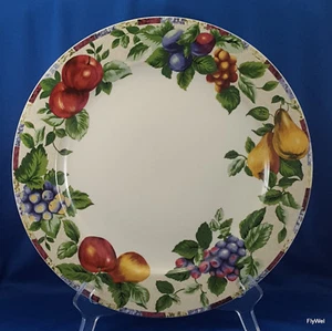 Oneida Sakura Sonoma Platter Chop Plate 12in Beige Stoneware Multi Colored Fruit - Picture 1 of 5