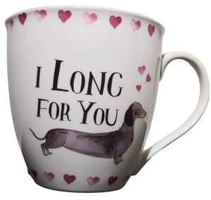 Milly Green UK Dachshund Sausage Wiener Dog " I Long For You" Coffee Mug Hearts - Picture 1 of 10