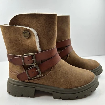 Blowfish Малибу Kids девочек коричневый искусственной замши меха с подкладкой пряжки ботинки размер 3 новый без ЯРЛЫКОВ - Изображение 1 из 4
