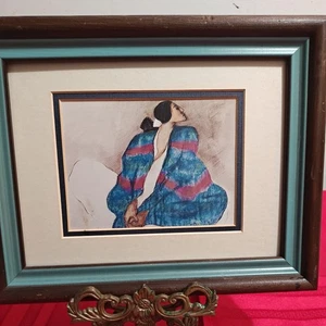 R.C. Gorman~Signed Lithograph~Woman with Blue Blanket~Pro Framed/Matted~ - Picture 1 of 7