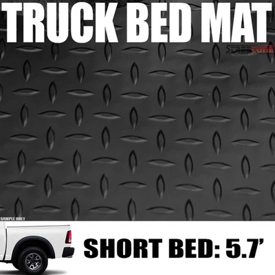 For 02-18 Ram Rambox 5.7' 68.4" Short Cab Blk Rubber Diamond Truck Bed Floor Mat — 第 1/4 张图片