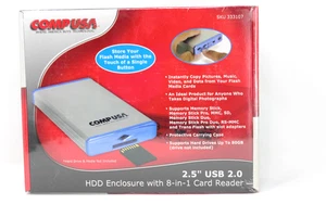 NEW COMPUSA 2.5" USB 2.0 HDD Enclosure w/ 8-in-1 Card Reader & Case Taiwan - Picture 1 of 8