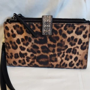 Brighton AFRICA STORIES Leopard Print Multi Leather Folio Wristlet Wallet - Picture 1 of 10