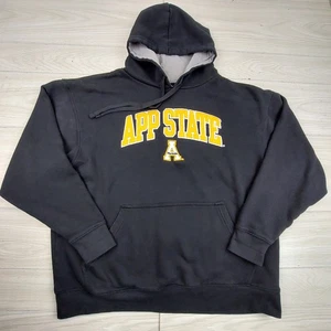 APP STATE Mountaineers Hoodie Black Yellow Pullover Mens XL Knights Apparel Warm - Picture 1 of 7