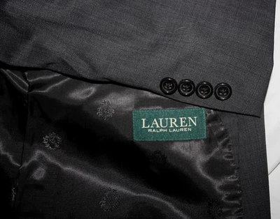 Traje de hombre Ralph Lauren 52L lana carbón 2B 1 ventilación - pantalones delanteros planos 40 X 32 Foto 1 de 4