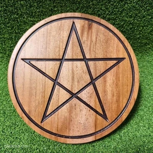 Wood Pentacle Paten Altar Pentagram Plate Unfinshe - Picture 1 of 16