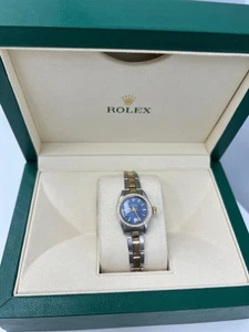 Rolex 6724 Ladies Steel & Gold Watch Rare Blue Dial Diamond Bezel - Picture 1 of 8