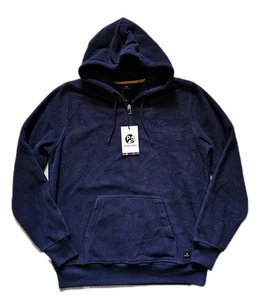 PAUL SMITH Hoodie Mens M Fleece Blue Cotton Quarter Zip Pouch Pocket - Picture 1 of 13