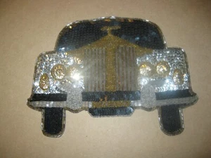 ROLLS ROYCE SCHWARZ & GOLD PAILLETTEN PERLENAUFNÄHER NEUWERTIG! - Bild 1 von 4