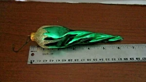 G&D~Hand Blown 6" Green & Gold Glitter ICICLE CHRISTMAS ORNAMENT - Picture 1 of 4