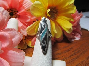 Anillo de moda único para mujer niña con chip turquesa talla 5 - Imagen 1 de 3
