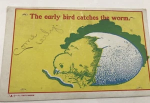 Der frühe Vogel fängt den Wurm antike Postkarte 1906 New York - Bild 1 von 1