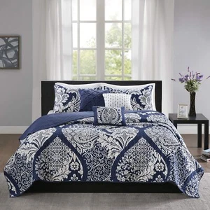 Madison Park Vienna Reversible Cotton Quilt-Luxury Stitching Design All Seaso... - Picture 1 of 11