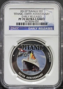 Tuvalu 2012 Titanic 100th Anniversary Silver Coin NGC 70 - Picture 1 of 4