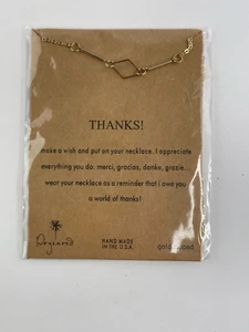 Dogeared "Thanks!"Gold Dipped Necklace - New With Card - Made in USA - Picture 1 of 3