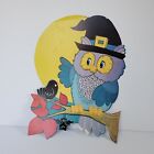 Vintage Eureka Owl W/Witch Hat Halloween Die Cut Double Sided Bats Moon