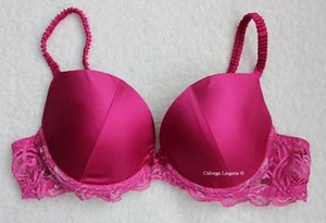 Nuevo con etiquetas Cosabella POSIT11 ""Positano" Push-up Demi, Satén con Sujetador de Encaje, Fucsia - Imagen 1 de 7