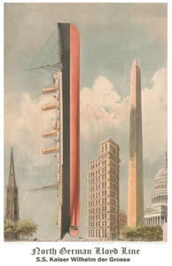 OCEAN LINERS 2155 North German Lloyd Kaiser Wilhelm der Grosse Poster 11 x 17 - Picture 1 of 4