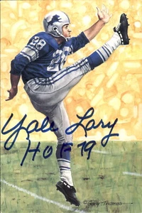 Yale Lary HOF Autographed Goal Line Art GLAC Postcard Detroit Lions JSA - Picture 1 of 2