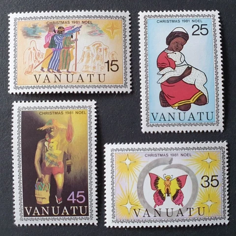 1981 VANUATU SET CHRISTMAS XMAS PAINTING ART BUTTERFLY DOG VF MNH Cover