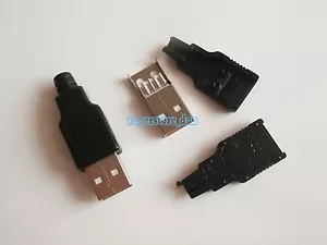 5X USB 2.0 Type-A Plug 4-pin Male Adapter Connector jack Black Plastic Cover - Picture 1 of 4