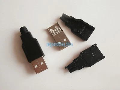 5X USB 2.0 Type-A Plug 4-pin Male Adapter Connector jack Black Plastic Cover - Image 1 of 4