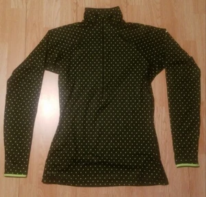 Nike Pro Dri-Fit 1/2 Zip Shirt Womens Medium Black AOP Dots Running Thermal EUC - Picture 1 of 8