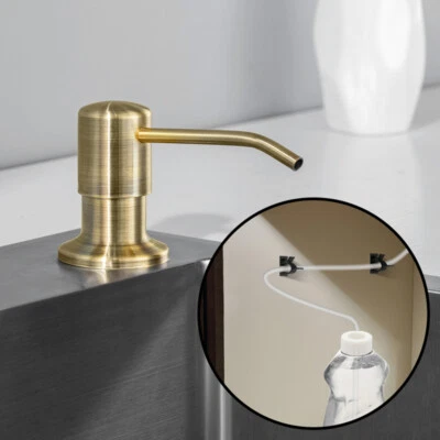  Kitchen Sink Soap Dispenser Stainless Steel Head Hand Liquid Pump Tube Kit - Image 1 of 4