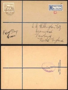 Turks and Caicos 1/- Yellow-bistre on FDC - Picture 1 of 1