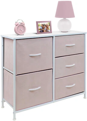 Nightstand Chest 5 Drawers Bedside Dresser Furniture for Bedroom Office Organize - Image 1 of 4