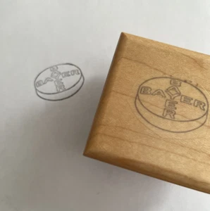 Vintage Marks of Distinction Wood Mounted Rubber Stamp Bayer Aspirin - Picture 1 of 7