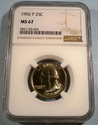 1992-P NGC MS67 WASHINGTON QUARTER 25c MS 67 - Image 1 of 4