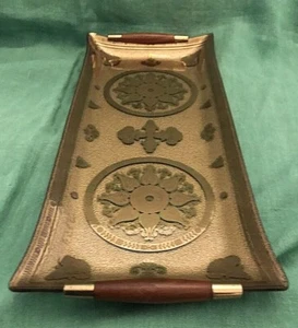 Vintage Paul Riche Plate Tray Glass & Wood Handles Mid Century Modern - Picture 1 of 9