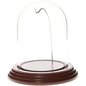 Plymor 3" x 4" Watch Glass Dome Cloche (Walnut Veneer Base & Silver Wire) - Picture 1 of 1