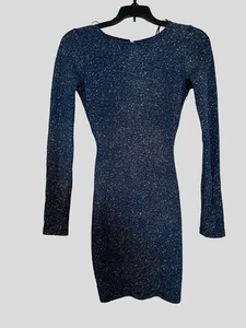 Markenlos Glitzer Minikleid hinten offen Damen Gr. XS dunkelblau Cocktail - Bild 1 von 10