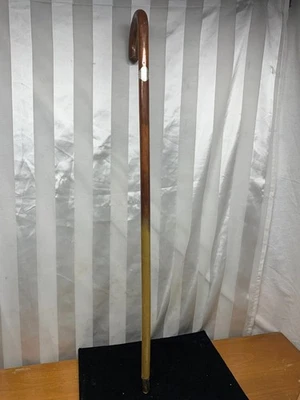 Vintage Solid Wood Walking Stick Cane With Sterling Silver Band 35.5" - Image 1 of 4