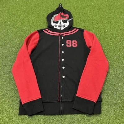 Jaqueta Tony Hawk Varsity Meninos Juvenis Extra Grande/Masculina Pequena Vermelha Preta com Capuz Rosto com Zíper - Imagem 1 de 4