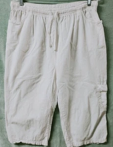 Cappagallo Women's Size L White Pull-on Capri Pants - Elastic Waist - Picture 1 of 14