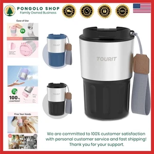 16 Unzen Schwarz Trinkbecher Stilvoll Thermo Kaffeebecher mit Deckel - Bild 1 von 9