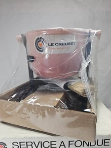 Selten Vintage Wildrose Mauve Le Creuset Fonduetopf Frankreich Emaille Gusseisen NEU - Bild 1 von 10