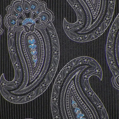 Corbata de seda tejida con punta automática SAMUELSOHN para hombre negra gris azul PAISLEY Italia nueva con etiquetas Foto 1 de 3