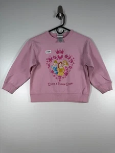 Vtg Disney Store Kids Girls Disney Princesses Pullover Sweatshirt Pink Sz S 5-6 - Picture 1 of 14