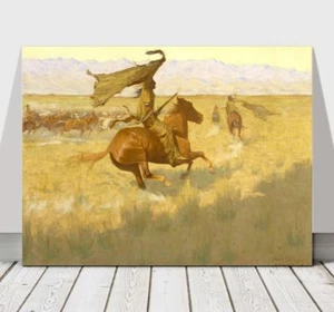 FREDERIC REMINGTON - Horse Theives - CANVAS ART PRINT POSTER - Stampede - 24x16" - Picture 1 of 1