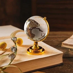 Crystal Globe with Golden Stand for Positive Energy Study Table & Office - 3 cm - Picture 1 of 5